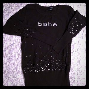 BEBE BLK Rhinestone Sweater